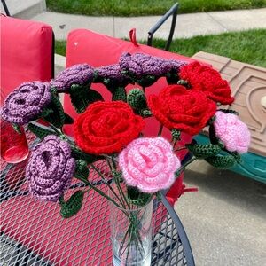 Handcrafted crochet roses